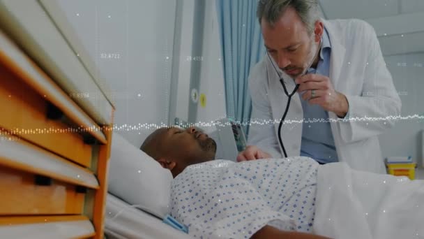 Animation Data Processing Two Diverse Doctors Patient Global Medicine Technology — Stok video