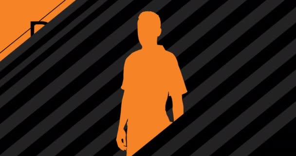 Animation Disappeared Day Text Man Silhouette Stripes Orange Background International — Stock video