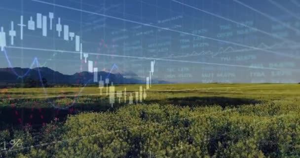 Animation Financial Data Processing Countryside Global Environment Sustainability Finance Concept — Stock videók