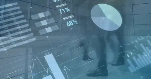 Animación Del Procesamiento Datos Través Diversas Personas Negocios Caminando Concepto — Vídeo de stock