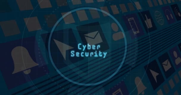 Cyber Security Text Scanner Digital Icons Seamless Pattern Blue Background — Wideo stockowe