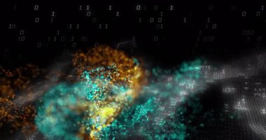 Siyah arkaplanda veri işleme animasyonu. küresel iş ve dijital arayüz kavramı dijital olarak oluşturulmuş video.