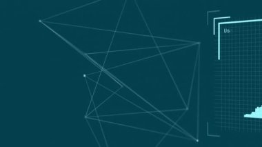 Mavi arka planda erkek portresi canlandırması. Küresel bilim, bağlantılar, veri işleme ve dijital arayüz kavramı dijital olarak oluşturulmuş video.