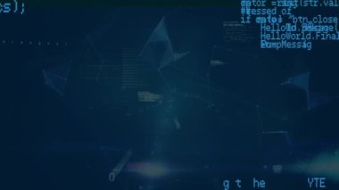 Veri işleme animasyonu ve mavi arkaplanda dünya ile ikili kodlama. küresel hesaplama ve veri işleme kavramı dijital olarak oluşturulmuş video.