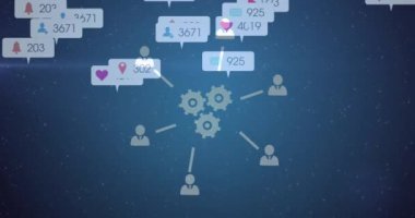 Sosyal medya simgeleri ve numaralar ağının animasyonu. küresel sosyal medya, bağlantılar ve veri işleme konsepti dijital olarak oluşturulmuş video.