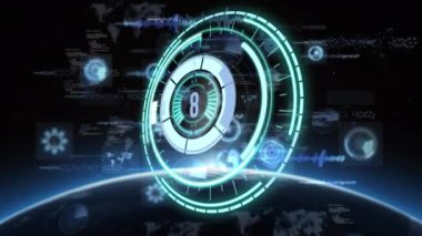 Siyah zemin üzerinde veri işleme çemberinin animasyonu. küresel ağ, veri işleme, iletişim ve teknoloji konsepti dijital olarak oluşturulmuş video.