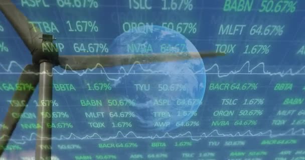 Animazione Dell Elaborazione Dei Dati Finanziari Mulino Vento Paesaggio Distribuzione — Video Stock