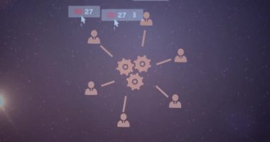 Sosyal medya simgeleri ve numaralar ağının animasyonu. küresel sosyal medya, bağlantılar ve veri işleme konsepti dijital olarak oluşturulmuş video.