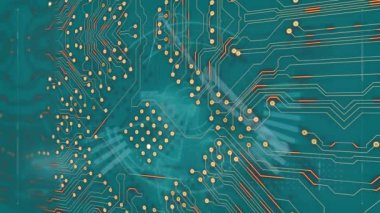 Animation of network of connections and processor socket over blue background. Global science, connections, data processing and digital interface concept digitally generated video.
