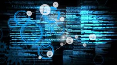 Veri işleme üzerinden bağlantı ağının animasyonu. küresel iş, bağlantılar ve dijital arayüz konsepti dijital olarak oluşturulmuş video.