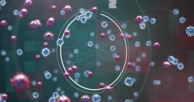 Siyah arka planda DNA ipliği ve virüs hücrelerinin animasyonu. covid 19 pandemik kavramı dijital olarak oluşturulan video sırasında küresel tıp ve dijital arayüz.