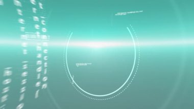 Kapsam taramasında veri işleme animasyonu. küresel teknoloji, veri işleme ve dijital arayüz kavramı dijital olarak oluşturulmuş video.