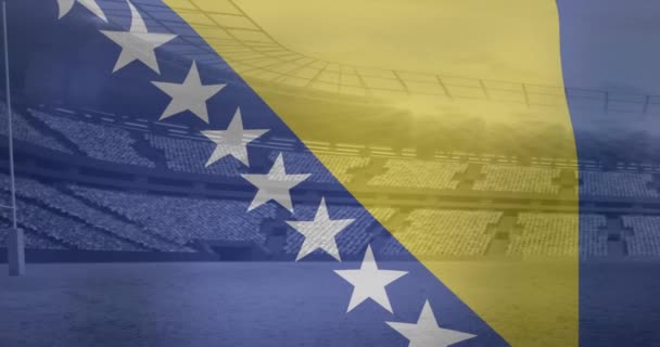 Animation Flag Bosnia Herzegovina Sports Stadium Global Sport Digital Interface — Stok video