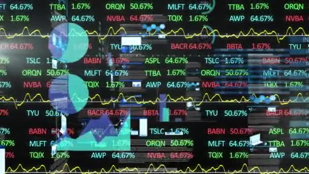Animação Processamento Dados Sobre Fundo Preto Conceito Global Negócios Interface — Vídeo de Stock