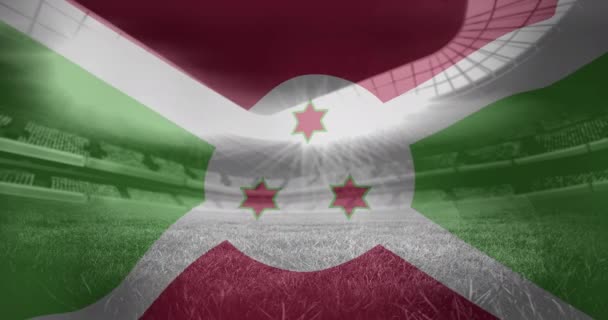 Animation Flag Burundi Sports Stadium Global Sport Digital Interface Concept — Vídeo de Stock