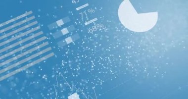 Mavi arka planda veri işleme ve DNA iplikçiklerinin canlandırılması. küresel teknoloji, bilgisayar ve dijital arayüz kavramı dijital olarak oluşturulmuş video.