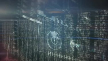 Sunucu odasında dünya ve veri işleme animasyonu. küresel bağlantılar, bilgisayar ve dijital arayüz konsepti dijital olarak oluşturulmuş video.