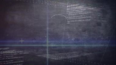 Karanlık arka planda finansal veri işleme animasyonu. küresel iş, finans, dijital arayüz ve bağlantılar konsepti dijital olarak oluşturulmuş video.