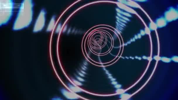 Animation Tunnel Made Circles Lights Moving Black Space Shapes Movement — Wideo stockowe