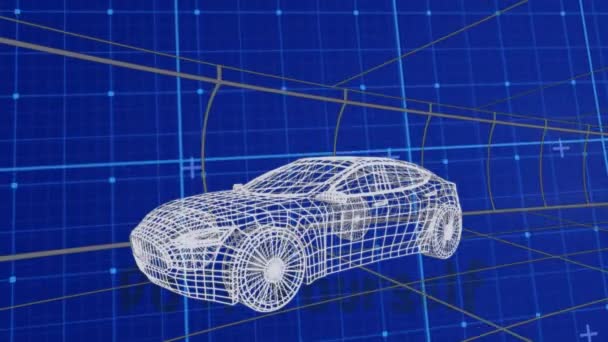 Animation Car Drawing Driving Grid Global Car Engineering Design Data — Wideo stockowe