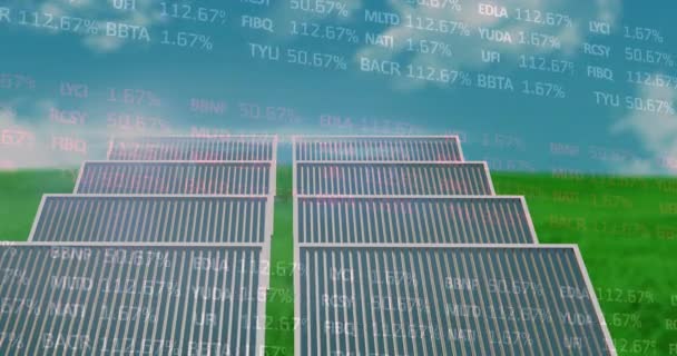 Animation Financial Data Solar Panels Finance Economy Green Energy Eco — Stockvideo