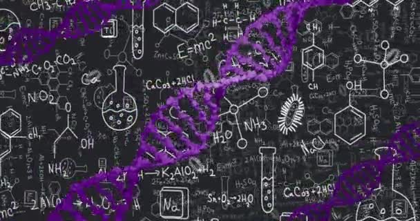 Анимация Dna Над Обработкой Данных Глобальный Бизнес Цифровой Интерфейс Концепции — стоковое видео