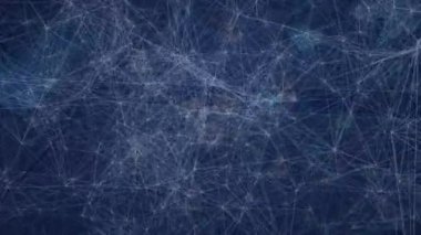 Animation of network of connections over data processing on blue background. global business, connections and digital interface concept digitally generated video.