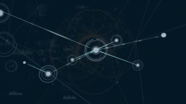 Karanlık arka planda bağlantı ağının animasyonu. küresel bağlantılar, veri işleme ve dijital arayüz konsepti dijital olarak oluşturulmuş video.