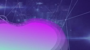 Mavi arkaplanda veri işleme animasyonu. küresel iş ve dijital arayüz kavramı dijital olarak oluşturulmuş video.