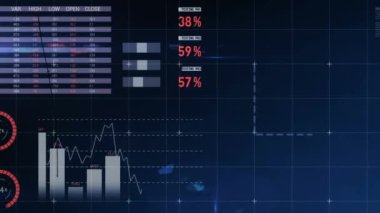 Animation of diagram over data processing. global business, connections and digital interface concept digitally generated video.