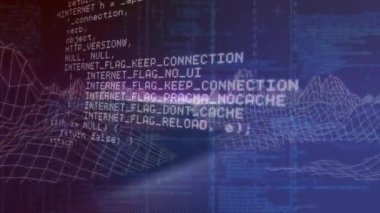 Menekşe arkaplan üzerinde metazapla veri işleme animasyonu. küresel ağ, veri ve teknoloji konsepti dijital olarak oluşturulmuş video.