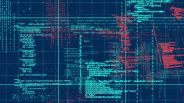 Donanma arka planında veri işleme animasyonu. bilgisayarlar, programlama, veri işleme ve teknoloji konsepti dijital olarak oluşturulmuş video.