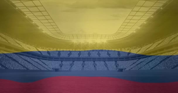 Animazione Della Bandiera Della Colombia Sullo Stadio Sportivo Concetto Globale — Video Stock