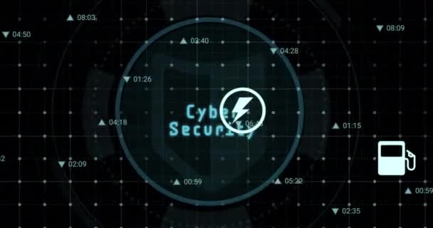 Iconos Digitales Sobre Texto Seguridad Cibernética Escáner Código Barras Escáner — Vídeo de stock