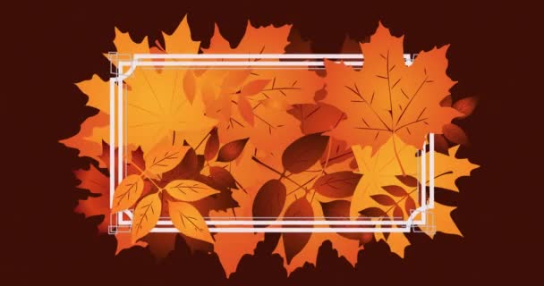 Animation Des Hallo Herbst Textes Über Blättern Auf Braunem Hintergrund — Stockvideo