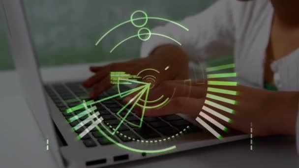 Animation Data Processing Asian Girl Typing Laptop School School Education — Stockvideo