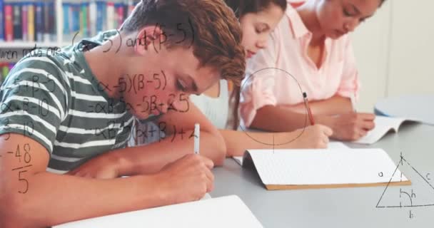 Animation Math Formulas Diverse Pupils Learning School Learning Education School — Vídeo de Stock