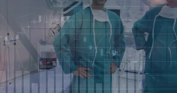 Animation Financial Data Processing Surgeons Operating Theatre Global Medicine Healthcare — Stock Video