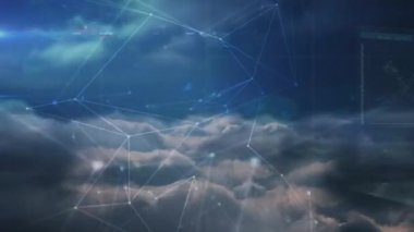 Animation of network of connections over clouds and data processing. global business and digital interface concept digitally generated video.