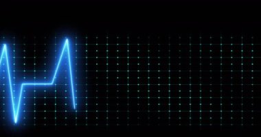 Animation of cardiograph over black background. Health, fitness and digital interface concept digitally generated video.