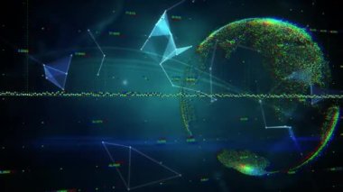 Dönen dünya üzerindeki bağlantı ağının animasyonu. küresel veri işleme, hesaplama ve dijital arayüz kavramı dijital olarak oluşturulmuş video.