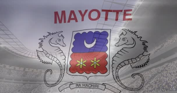 Animation Flag Mayotte Sports Stadium Global Sport Digital Interface Concept — Stockvideo