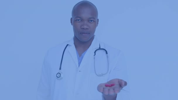 Animation Slava Ukraini Text African American Male Doctor National Heart — Vídeo de stock