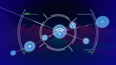 Kapsam taramasında bağlantı ağının animasyonu. küresel iş, bağlantılar ve dijital arayüz konsepti dijital olarak oluşturulmuş video.
