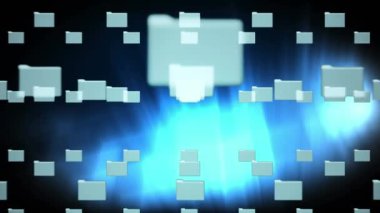 Siyah ve mavi arkaplandaki klasörlerin, verilerin ve dijital asma kilidin animasyonu. İnternet ve veri güvenliği konsepti dijital olarak oluşturulmuş video.