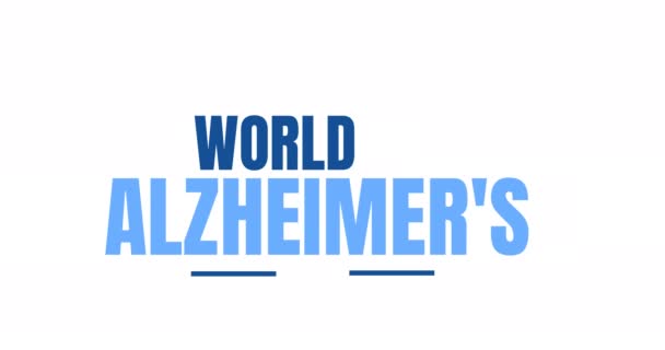 Анімація Тексту Дня Альцгеймера Іконками Білому Тлі Світовий Альцгеймерський Місяць — стокове відео