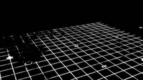 Animation Checked Space Isohypses Black Background Digital Space Movement Concept — Vídeo de Stock