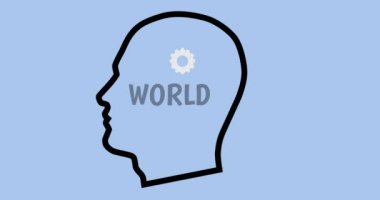 Mavi arkaplanlı dünya Alzheimer Günlüğü metninin animasyonu. Dünya alzheimer ayı ve dijital olarak üretilen video konsepti.