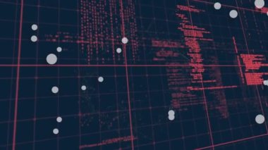 Mavi arkaplandaki bağlantı ağıyla veri işleme üzerinde yüzen beyaz noktalar. tıbbi araştırma ve bilim teknolojisi kavramı