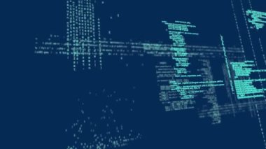 Donanma arka planında veri işleme animasyonu. bilgisayarlar, programlama, veri işleme ve teknoloji konsepti dijital olarak oluşturulmuş video.